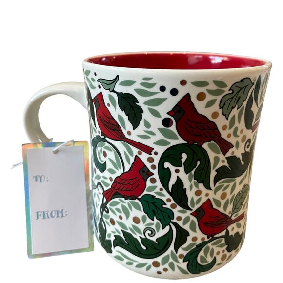 Peppermint & Pine Christmas Red Cardinal Coffee Mug Winter Tea Cup Set of 2 NEW - Picture 5 of 15